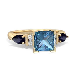 Blue Topaz 6Mm Princess Eternal Embrace Engagement 14K Yellow Gold ring C2002