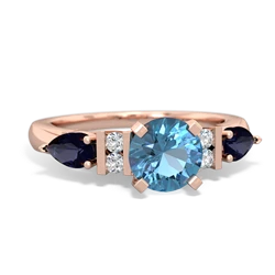 Blue Topaz 6Mm Round Eternal Embrace Engagement 14K Rose Gold ring R2005