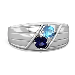 Blue Topaz Men's Streamline 14K White Gold ring R0460
