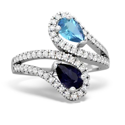 Blue Topaz Diamond Dazzler 14K White Gold ring R3000