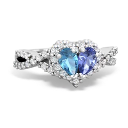 Blue Topaz Diamond Twist 'One Heart' 14K White Gold ring R2640HRT