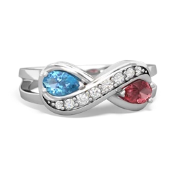Blue Topaz Diamond Infinity 14K White Gold ring R5390