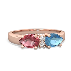 Blue Topaz Pear Bowtie 14K Rose Gold ring R0865
