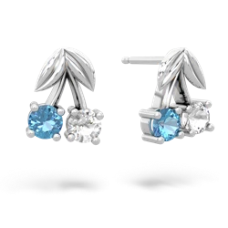 Blue Topaz Sweet Cherries 14K White Gold earrings E7001