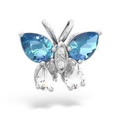 Blue Topaz Butterfly 14K White Gold pendant P2215