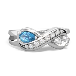 Blue Topaz Diamond Infinity 14K White Gold ring R5390