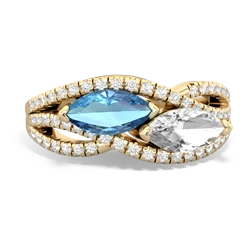 Blue Topaz Diamond Rivers 14K Yellow Gold ring R3070