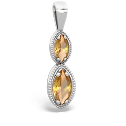 Citrine Antique-Style Halo 14K White Gold pendant P5700