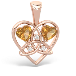 Citrine Celtic Trinity Heart 14K Rose Gold pendant P5331