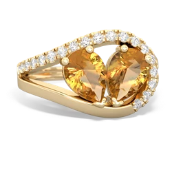 Citrine Nestled Heart Keepsake 14K Yellow Gold ring R5650