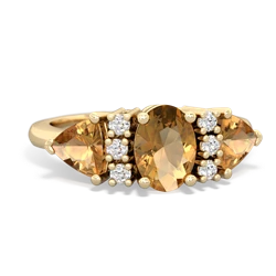 Garnet Antique Style Three Stone 14K Yellow Gold ring R2186