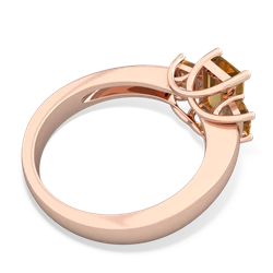 Citrine Three Stone Emerald-Cut Trellis 14K Rose Gold ring R4021