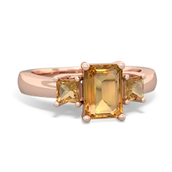 Lab Ruby Three Stone Emerald-Cut Trellis 14K Rose Gold ring R4021