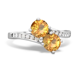 Citrine Channel Set Two Stone 14K White Gold ring R5303