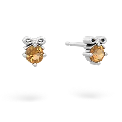 Citrine Diamond Bows 14K White Gold earrings E7002