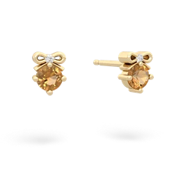 Citrine Diamond Bows 14K Yellow Gold earrings E7002