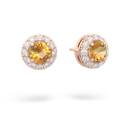 Citrine Diamond Halo 14K Rose Gold earrings E5370