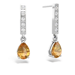 Citrine Art Deco Diamond Drop 14K White Gold earrings E5324