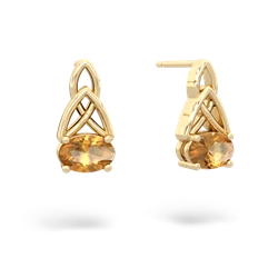 Citrine Celtic Trinity Knot 14K Yellow Gold earrings E2389