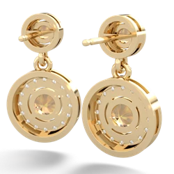 Citrine Halo Dangle 14K Yellow Gold earrings E5319