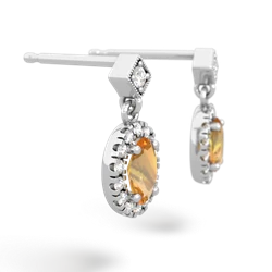 Citrine Antique-Style Halo 14K White Gold earrings E5720