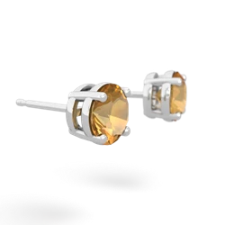 Citrine 6Mm Round Stud 14K White Gold earrings E1786