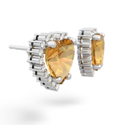 Citrine Sparkling Halo Heart 14K White Gold earrings E0391