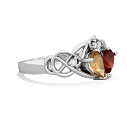 Citrine 'One Heart' Celtic Knot Claddagh 14K White Gold ring R5322