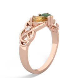 Citrine 'One Heart' Celtic Knot Claddagh 14K Rose Gold ring R5322