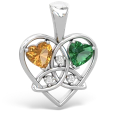 Citrine Celtic Trinity Heart 14K White Gold pendant P5331