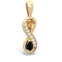 Citrine Diamond Infinity 14K Yellow Gold pendant P5390