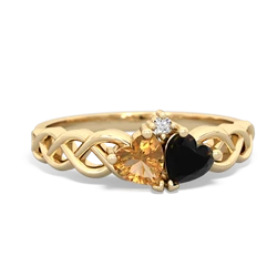 Citrine Heart To Heart Braid 14K Yellow Gold ring R5870