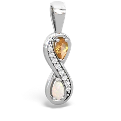 Citrine Diamond Infinity 14K White Gold pendant P5390