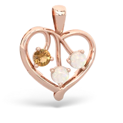 Citrine Glowing Heart 14K Rose Gold pendant P2233