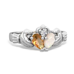 Citrine 'Our Heart' Claddagh 14K White Gold ring R2388