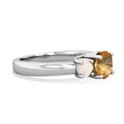 Citrine Three Stone Round Trellis 14K White Gold ring R4018