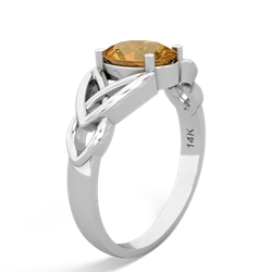 Citrine Celtic Trinity Knot 14K White Gold ring R2389