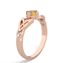 Citrine Celtic Knot Princess 14K Rose Gold ring R3349