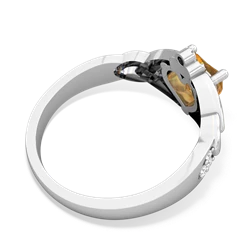 Citrine Claddagh Celtic Knot Diamond 14K White Gold ring R5001
