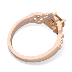 Citrine Claddagh Celtic Knot 14K Rose Gold ring R2367