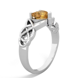 Citrine Claddagh Celtic Knot 14K White Gold ring R2367