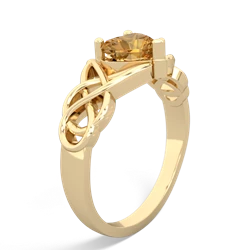 Citrine Claddagh Celtic Knot 14K Yellow Gold ring R2367