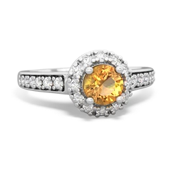 Citrine Diamond Halo 14K White Gold ring R5370