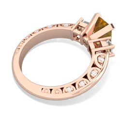 Citrine Art Deco Diamond 8X6 Emerald-Cut Engagement 14K Rose Gold ring R20018EM