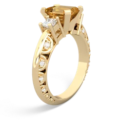 Citrine Art Deco Diamond 8X6 Emerald-Cut Engagement 14K Yellow Gold ring R20018EM
