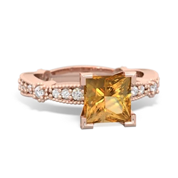 Citrine Sparkling Tiara 6Mm Princess 14K Rose Gold ring R26296SQ