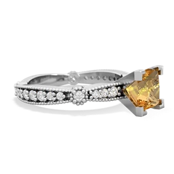 Citrine Sparkling Tiara 6Mm Princess 14K White Gold ring R26296SQ
