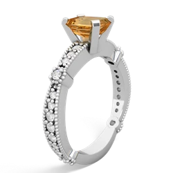Citrine Sparkling Tiara 7X5mm Emerald-Cut 14K White Gold ring R26297EM
