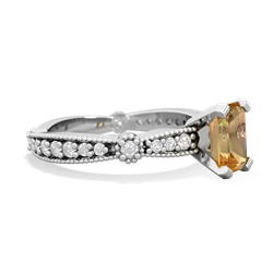 Citrine Sparkling Tiara 7X5mm Emerald-Cut 14K White Gold ring R26297EM