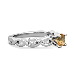 Citrine Infinity 5Mm Round Engagement 14K White Gold ring R26315RD